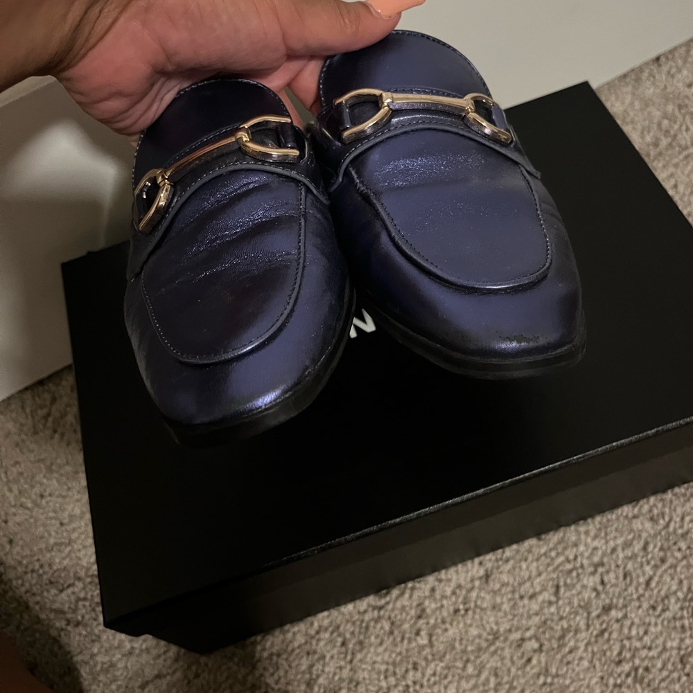 Zara metallic navy blue  mule size 39